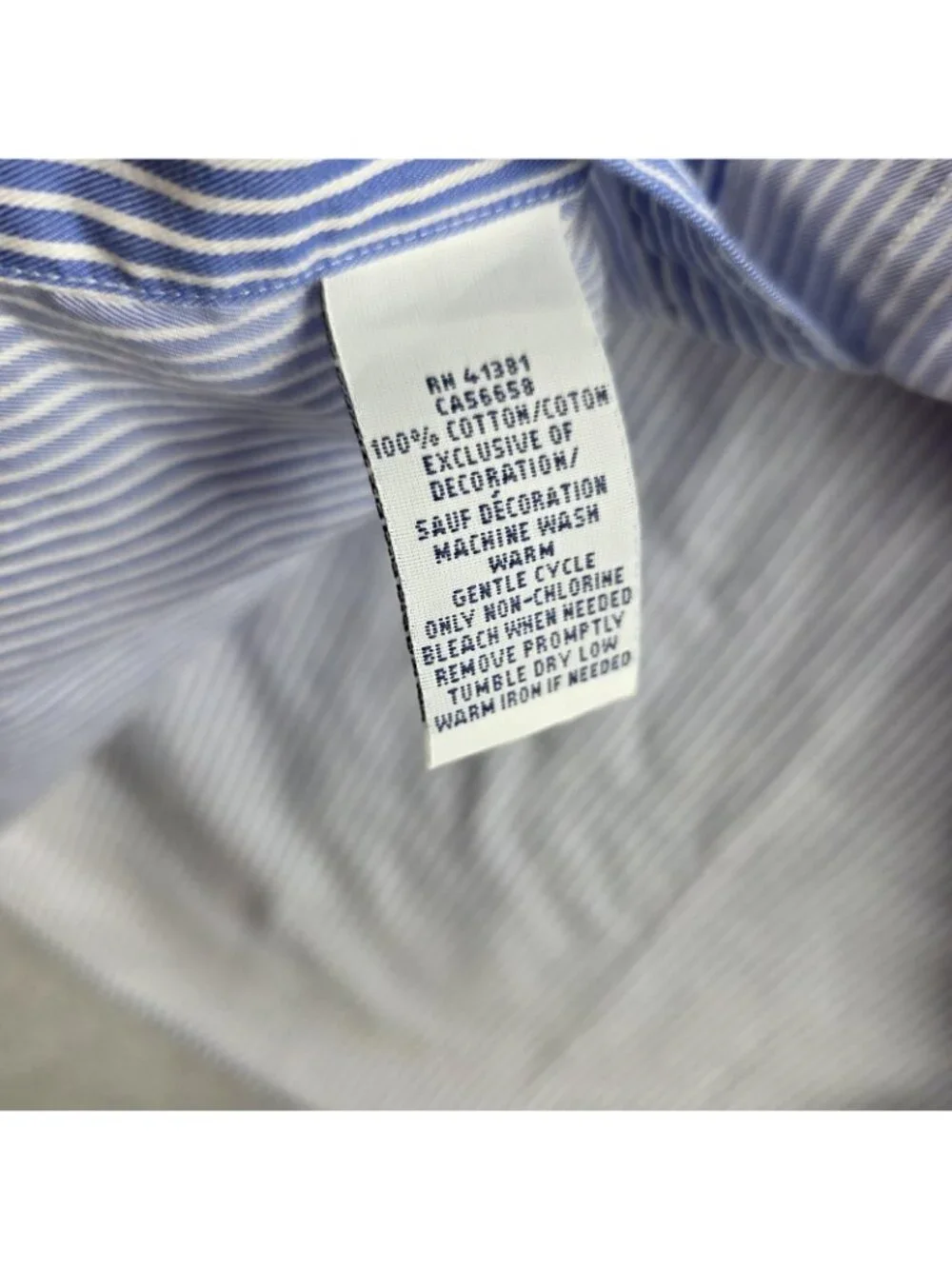 Polo Ralph Lauren Shirt Mens 18 34/35 Blue Pinstripe Slim Fit Button Dress Cotto